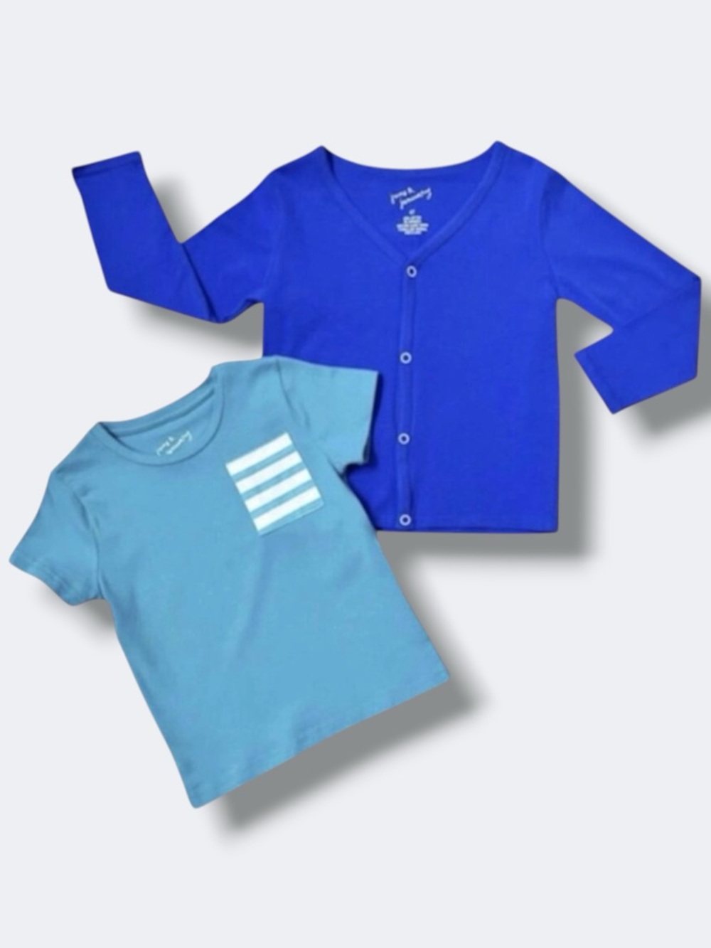 🦄 3/$36 June & January Top Set Unisex Size 4T Blue Cardigan Tee Pocket Casual